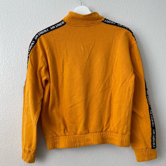 MTV Womens Mustard Yellow Quarter Zip Logo Sweater Longsleeve Sweater Size Small - Picture 3 of 8